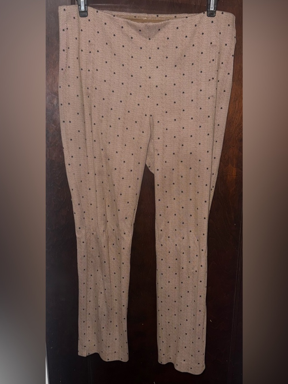 Chico's Brown Herringbone Polka Dot Pants